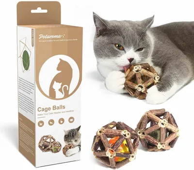 Productafbeelding van Kattenspeelgoed - 3 kooibalpjes met silvervine en belletje - handgevlochten - set van 3