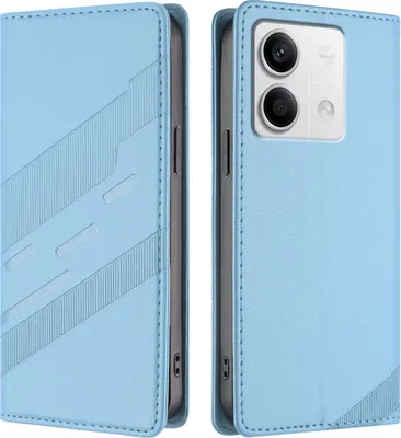 Produktbild von Hülle für Xiaomi Redmi Note 13 5G, Kunstleder Brieftaschen Handyhülle mit Kartenfach und Standfunktion Hellblau