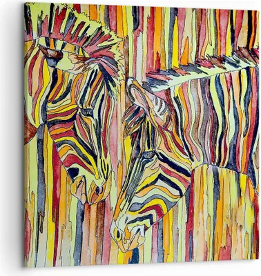 Produktbild von Bild auf Leinwand - Leinwandbild - Zebra Abstraktion - 60x60cm - Wand Bild - Wanddeko - Wandbilder - Leinwanddruck - Bilder - Kunstdruck - Wanddekoration - Leinwand bilder - Wandkunst - AC60x60-3499