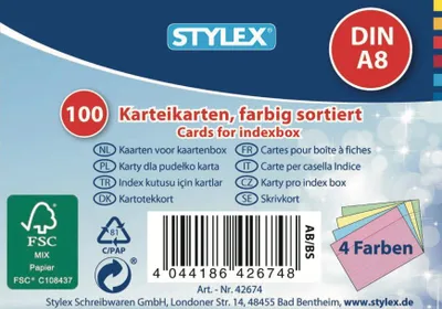 Produktbild von Stylex Karteikarten DIN A8 100 Stück