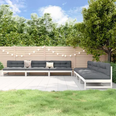 Produktbild von vidaXL 6-tlg. Garten-Lounge-Set Weiß Massivholz Kiefer