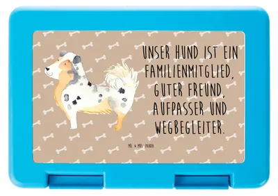 Produktbild von Mr. & Mrs. Panda Lunchbox Hund Australien Shepherd - Hundeglück - Geschenk, Bento Box, Familie, Sprüche, Frischhaltedose, Snackbox, Bentobox, Treu, Brotzeitbox
