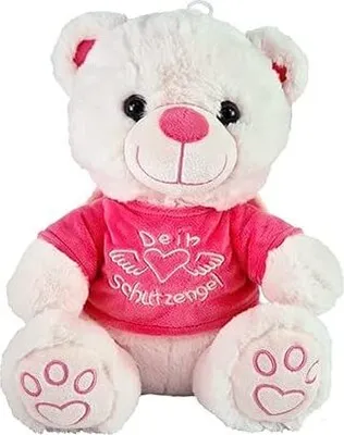 Produktbild von Schutzengel Bär Rosa ca. 20 cm Plüsch sitzend mit Flügeln- Schutzengelbär - Glücksbär Teddy -Teddybär Engel - Stofftier mit besticktem Shirt- Dein Schutzengel, 1 Stück
