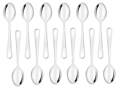 Zdjęcie produktu dla Zestaw 12 łyżeczek do espresso, stal nierdzewna, srebrne, 10,2 cm