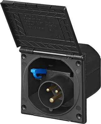 Produktbild von CEE-Einspeisestecker Einbau eckig schwarz Aussensteckdose Wohnmobil Wohnwagen