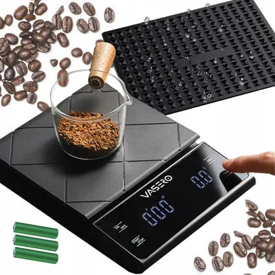Obrázok produktu pre Precízna kuchynská váha s kapacitou 3000 g a rozlíšením 0,1 g, s časovačom a tepelnou izoláciou, určená na prípravu kávy
