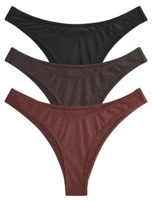 Produktbild von THE SET Damen Bikinihose mit hohem Beinschnitt, 3er-Pack