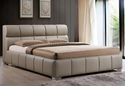 Produktbild von Casa Padrino Luxus Doppelbett Cappucciono 176 x 237 x H. 93 cm - Massivholz Bett mit Kunstleder - Schlafzimmer Möbel