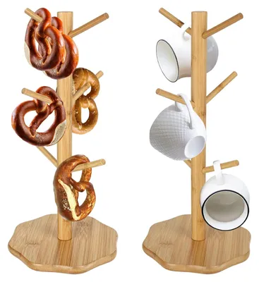 Holz-Pretzelständer, 2 Stück, mit 6 Armen, für Snacks und Dekoration