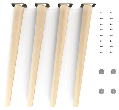 Produktbild von 4x sossai Holzfüße rund - schräge Ausführung 45cm Buche Naturbelassen