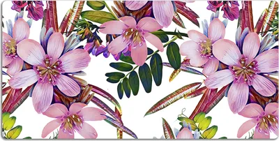 Produktbild von Schreibtischmatte Tischunterlage 120x60 cm Mauspad - Pinke Blumen