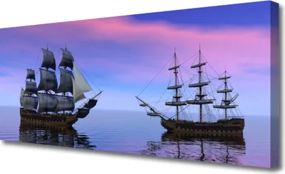 Produktbild von Tulup Leinwand-Bilder 125x50 Wandbild Canvas Kunstdruck Boote Meer Landschaft