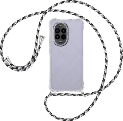 Produktbild von Handykette Backcover-Schutzhülle mit Band (Metall silberfarben) für Huawei Nova 13 Pro 5G - schwarz/grau/weiß