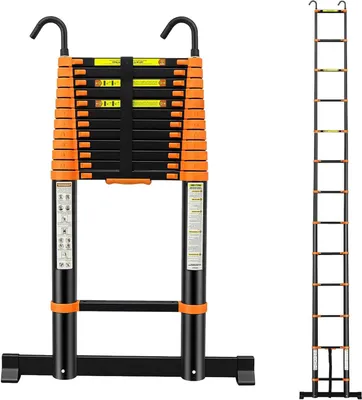 Image de Échelle télescopique - Échelle pliante extensible - Travail en toute sécurité - Charge maximale élevée - 5 mètres - Aluminium