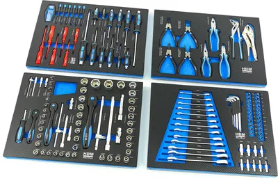 Immagine prodotto di Set di inserti per 4 cassetti con 154 utensili di alta qualità, blu