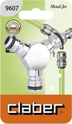 Produktbild von claber® Drei-Wege-Verbinder aus verchromtem Messing