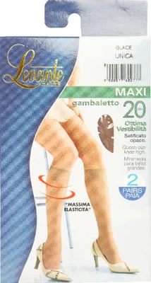 Obrázok produktu pre Podkolienky, 2 páry, dámske, 20 den, 22 dtex, saténovo matné, nadmerná veľkosť, komfortné, LEVANTE, model MAXI 20, GAMBALETTO, UNICA – ONE SIZE, polyamid 84 %, Elastan 16 %
