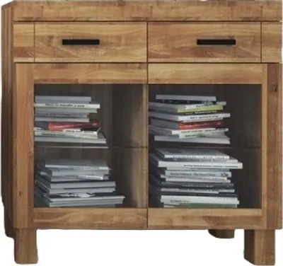 Produktbild von Anrichte Ringo aus Wildeiche massiv 105x45x105 cm mit 2 Türen und 2 Schubladen