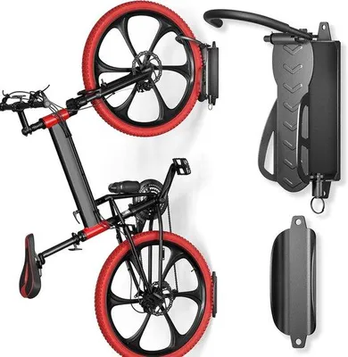 Image de Support à vélo avec fixation pivotante pour un rangement vertical des vélos | Idéal pour le garage et l'intérieur | Capacité de charge : 30 kg