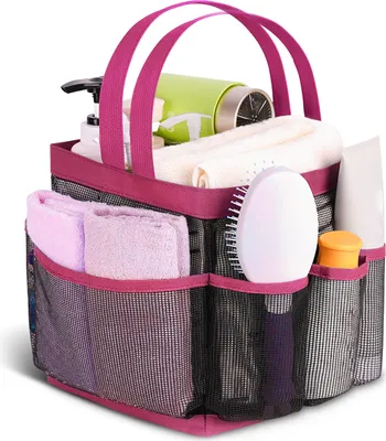 Produktbild von Mesh-Duschtasche, tragbar, mit 8 Taschen, großer Kapazität, zum Schwimmen am Strand und zur Aufbewahrung von Waschmitteln für Studentenwohnheime