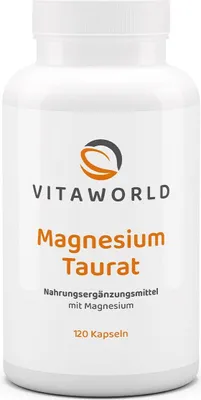 Produktbild von Vitaworld Magnesiumtaurat | 120 Kapseln | 100% reines Magnesiumtaurat | 300 mg Magnesium pro 2 Kapseln | vegan