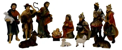 Produktbild von Miniaturfiguren Krippenset 12-teilig Höhe 8 cm handbemalt Polyresin
