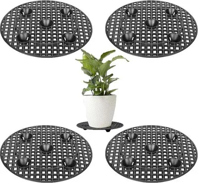 Image de Support pour plantes en pot et soucoupes - 4 pièces - plastique - 20 cm