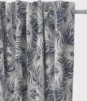 Produktbild von SCHÖNER LEBEN. Vorhang STUDIO G Federn Pfau dunkelblau weiß blau 245cm Aufhängung Smok-Schlaufenband
