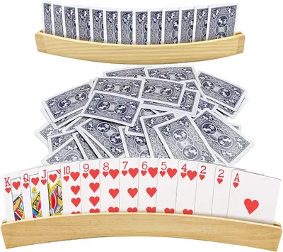 Imagen del producto de Soportes para cartas para niños - Set de 2 - Soportes de madera para cartas de juego - Soportes de madera para cartas - 33 cm