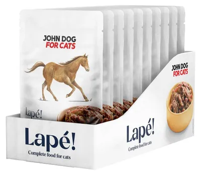 Zdjęcie produktu dla John Dog For Cats Lapé 10x100g Monobiałkowa Mokra Karma Dla Kota Z Koniną