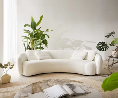 Produktbild von DELIFE 3-Sitzer Larna 260x120 cm Bouclé Creme-Weiß
