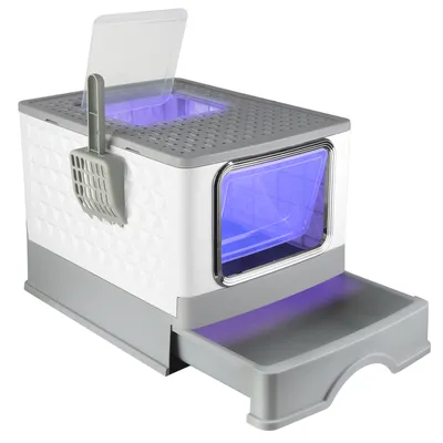 Produktbild von Katzentoilette Mit UV-Licht Katzenklo Groß mit Deckel 49x36x35 grau
