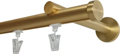 Produktbild von 1-läufige 150 cm Designer-Gardinenstange Ø20 mm Messing Matt Mit Integrierter Schiene Modernes Vorhangsystem Aluminium