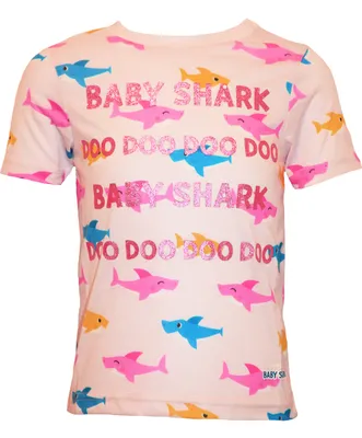 Obrázek produktu pro Baby Shark - tričko, celoplošný potisk pro dívky NS5869 (104) (růžová)