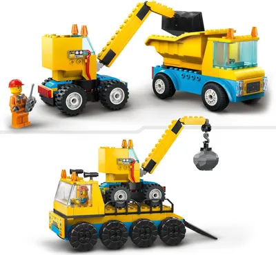 Produktbild von LEGO 60391 City Baufahrzeuge und Kran mit Abrissbirne, Spielzeug mit Bagger, Kipper und Transportfahrzeugen, Lernspielzeug für Kleinkinder ab 4 Jahren