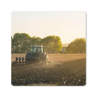 Produktbild von MuchoWow® Mauspad Mousepad Traktor - Vogel - Land 20x20 cm - Mousepads - Maus Mat - Pad - Mausunterlage - Desk Mat - Bureauartikeln