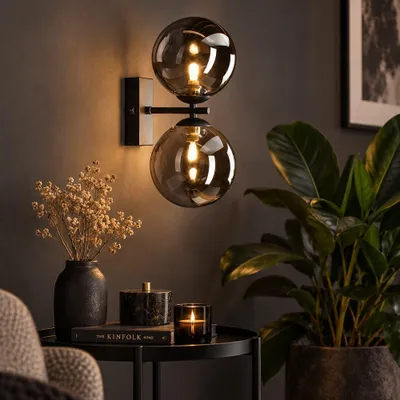 Productafbeelding van Eco-Light Wandleuchte Neptun Schwarz/Rauchglas max. 2 x 28W G9 mit Schalter
