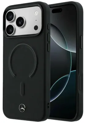 Zdjęcie produktu dla Etui Mercedes Leather 3D MagSafe do iPhone 17 Pro czarny