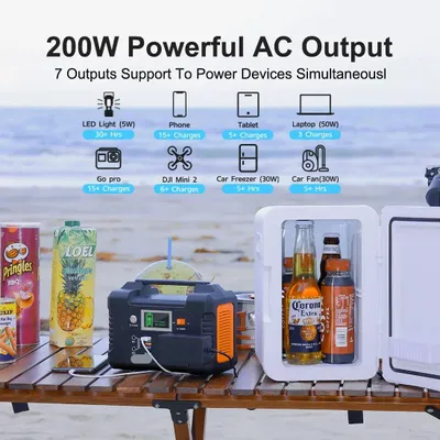 Obrázok produktu pre Prenosná powerbanka – nabíjací zdroj – solárny nabíjací panel – mobilná batéria – 151 Wh, lítiovo-iónová – 200 W AC výstup