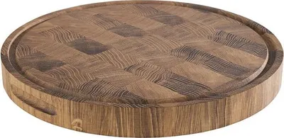 Produktbild von APS 816 Buffetbrett PROFI, Eichenholz, Saftrinne, Antirutsch-Füßchen, Ø 39 cm, Höhe 4,5 cm