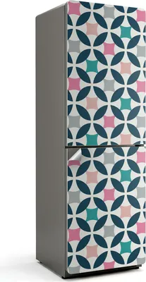 Produktbild von Geometrisches Muster mit Kreisen – Kühlschrank Aufkleber – Klebefolie Kühlschrank – Kühlschrank Nachbildung – Kühlschrankfolie selbstklebend – Küchen Nachbildungation – 60x180 cm