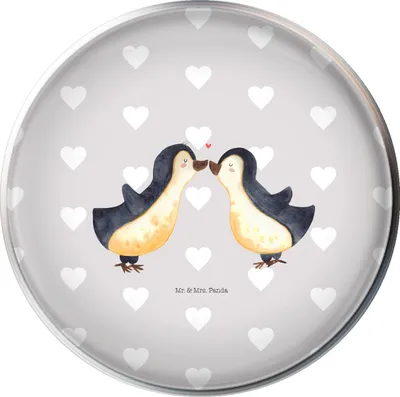 Produktbild von Mr. & Mrs. Panda Waschbecken Stöpsel Pinguin Liebe - Grau Pastell - Geschenk, waschbeckenstöpsel, Hochzeitstag, Liebesspruch, glücklich, Vertraut, Waschbecken-Stopfen