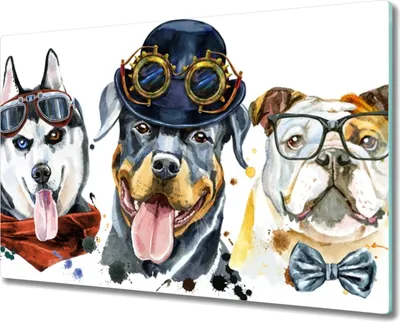 Produktbild von Coloray Herdabdeckplatte 80x52 cm Schneidebrett Kochplattenabdeckung Küchenbrett Hackbrett - Hunde