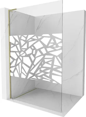 Image de Mexen Kioto L paroi de douche à l'italienne 90 x 200 cm, motif blanc, or - 800-090-103-50-78