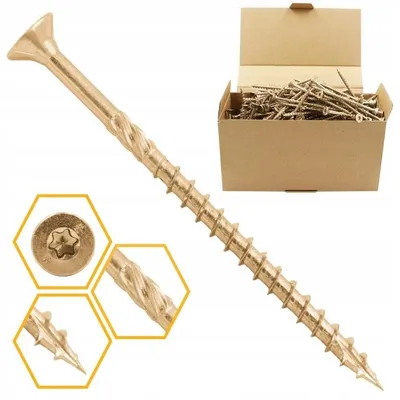 Imagen del producto de Tornillos para madera Azmet, cabeza avellanada, 6x100, con cabeza Torx, paquete de 100 unidades