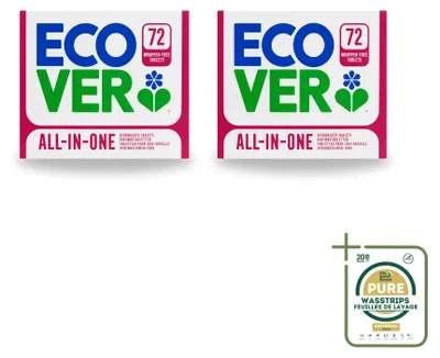 Produktbild von 2 x Ecover All-in-One Spülmaschinentabs - Zitrone & Mandarine - Vorratspackung - 2 Stücke