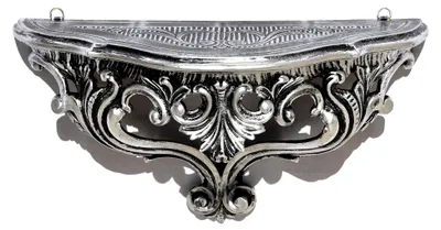 Produktbild von Wandregal im venezianischen Barock-Stil, Konsole, Vintage, Shabby Chic, 38,5 x 20 x 15,5 cm (Schwarz/Silber)