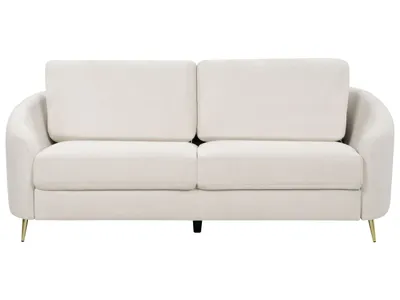 Zdjęcie produktu dla BELIANI Sofa 3-osobowa jasnobeżowa tapicerowana złote nóżki styl vintage retro salon