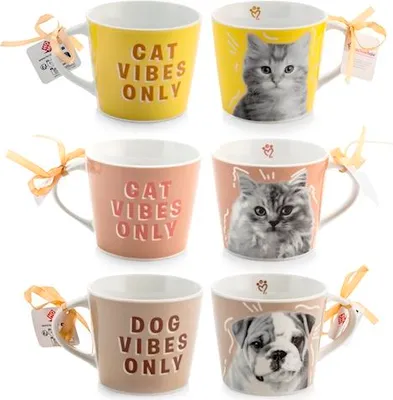 Immagine prodotto di Tazza jumbo singola "Pet Vibes" a scelta in porcellana decorata, 400 ml