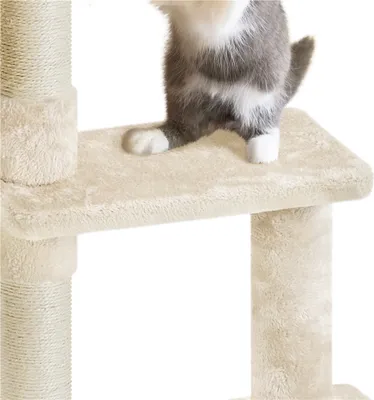 Produktbild von Yaheetech Katzenbaum Kratzbaum Plüsch Kletterbaum Katzenkratzbaum mit Liegefläche und Höhle Katzenmöbel Höhe 96 cm Beige
